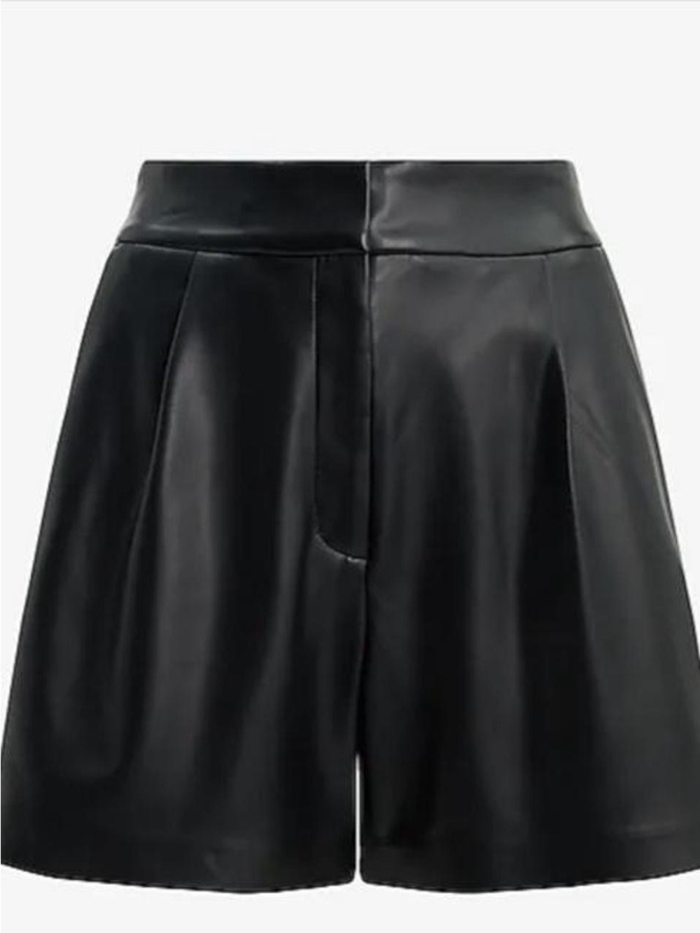 Express High-Waist Black Faux Leather Pleated Shorts